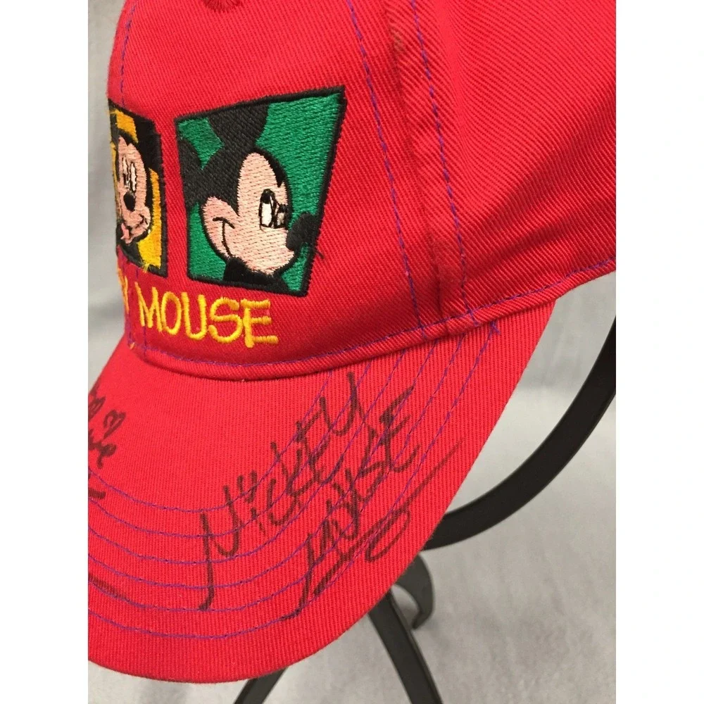 Vintage Mickey Mouse Disney Kids Red‎ Snapback Hat Embroidered Signatures 90s